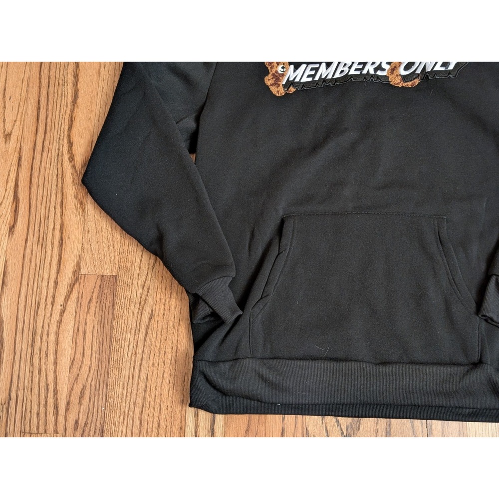 Members Only Hoodie Pullover Graphic Teddy Bear Hands Black Men's Large, NWT - Picture 4 of 15